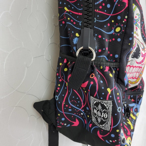 Mojo Kids Bag One Size Multicolor Black Skull Graphic Print Zip Closure Backpack - Picture 4 of 6